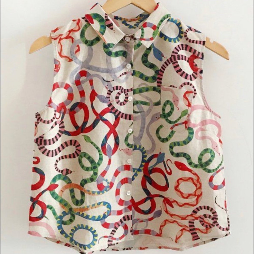 Rachel Antonoff-Prescott Dress/Lola shift dress or Bobby Top-Snake illustration